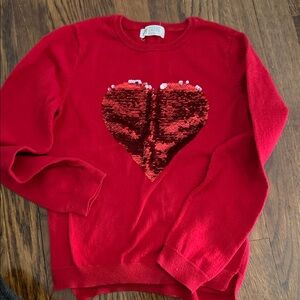 H&M Red Sequin Heart Kids Sweater